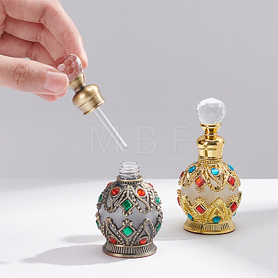  2Pcs 2 Colors Arabian Style Vintage Glass Openable Perfume Essential Oil Bottle DIY-NB0008-51-1