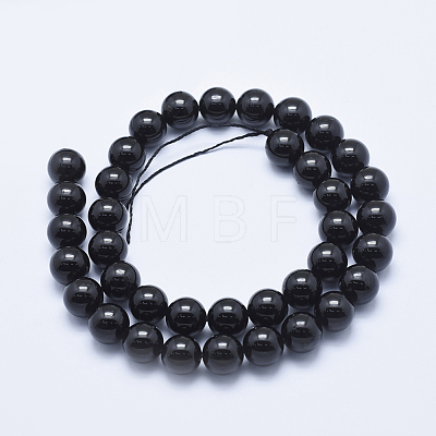 Natural Black Tourmaline Beads Strands G-E444-27-10mm-1