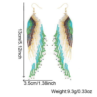 Bohemian Handmade Glass Seed Beads Wing Tassel Dangle Earrings EH5379-1