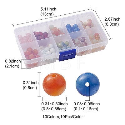 100Pcs 10 Style Glass Round Beads GLAA-FS0001-63-1