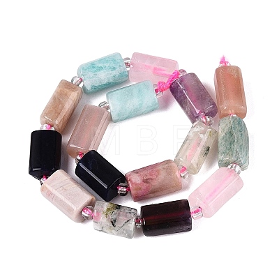 Natural Sodalite & Rhodonite & Prehnite & Amethyst & Rose Quartz & Flower Amazonite & Sunstone Beads Strands G-Q614-01A-04-1
