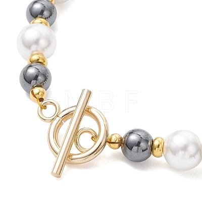 Shell Pearl & Non-Magnetic Synthetic Hematite Beaded Bracelets for Women BJEW-JB12897-1