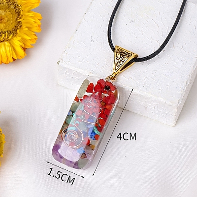 Resin with Gemstone inside 7 Chakra Pendant Necklaces PW-WG74B6A-02-1