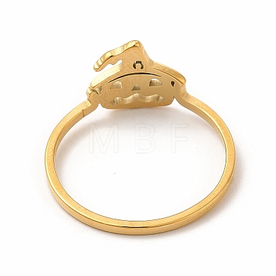 304 Stainless Steel Halloween Pumpkin Finger Ring for Women RJEW-K239-02G-1