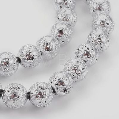 Electroplated Natural Lava Rock Bead Strands X-G-E511-01G-8mm-1