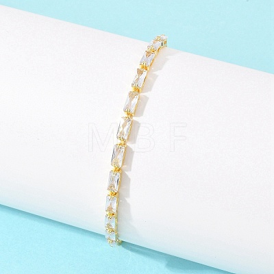 Rectangle Brass Micro Pave Cubic Zirconia Slider Bracelets KK-A305-02G-01-1
