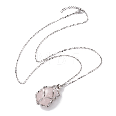 Crystal Stone Cage Pendant Necklaces NJEW-JN04758-03-1