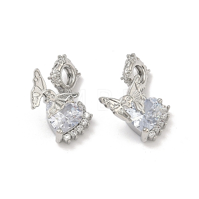 Brass Pave Clear Cubic Zirconia Pendants KK-D228-13P-1