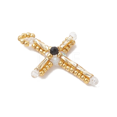 Glass Seed Beaded Pendants PALLOY-MZ01279-02-1