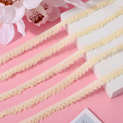 10 Yards Polyester Elastic Lace Trim SRIB-WH0011-121F-1