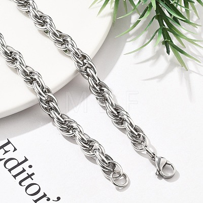 304 Stainless Steel Rope Chain Necklaces for Women Men NJEW-A033-04A-P-1