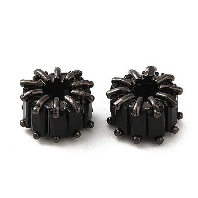 Rack Plating Black Brass Micro Pave Cubic Zirconia Beads KK-Q795-02A-B-1
