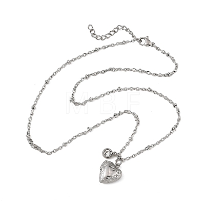 316 Stainless Steel Heart Locket Photo Pendant 304 Stainless Steel Satellite Chain Necklaces NJEW-JN06497-1