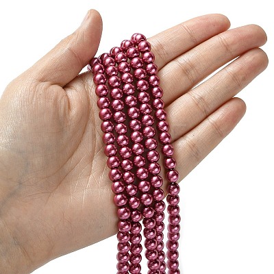 Eco-Friendly Dyed Glass Pearl Beads Strands HY-A008-6mm-RB027-1