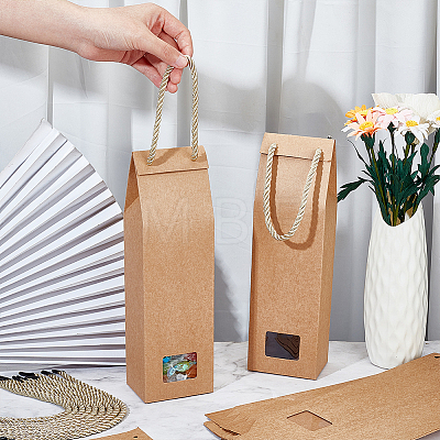 Foldable Kraft Paper Candy Gift Bags CON-WH0094-23-1