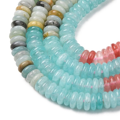 Cherry Quartz Glass & Natural Flower Amazonite & Dyed White Jade Beads Strands X-G-H333-02E-1