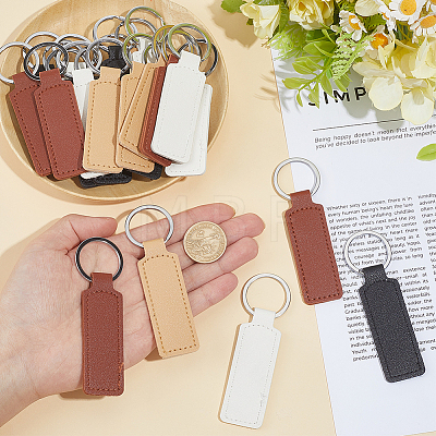 24Pcs 4 Colors PU Leather Keychains KEYC-SC0002-17-1