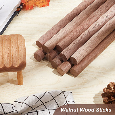 Round Walnut Wooden Sticks WOOD-WH0034-27A-1