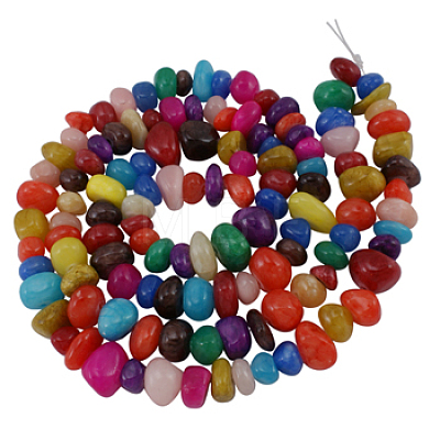 Natural Yellow Jade Nuggets Beads Strands X-JBS001-46-1