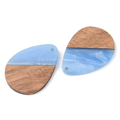 Opaque Resin & Walnut Wood Pendants RESI-S389-010A-C-1