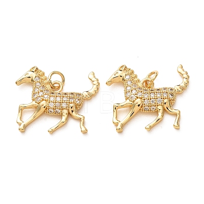 Brass Micro Pave Clear Cubic Zirconia Pendants CU-E003-18G-27-1