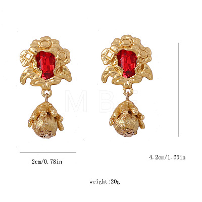 Zinc Alloy Glass Flower Dangle Stud Earrings FS-WGDBC78-01-1