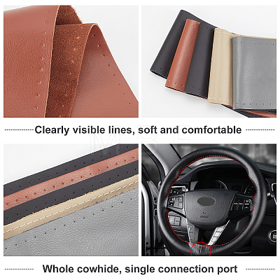 DIY Hand Sewing Genuine Leather Steering Wheel Cover AJEW-WH0002-60C-1