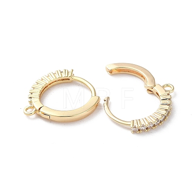 Brass Micro Pave Cubic Zirconia Hoop Earrings Findings KK-P257-05G-1