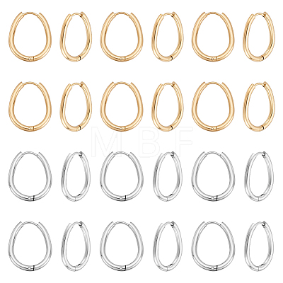 24Pcs 2 Colors Stainless Steel Hoop Earrings EJEW-UN0003-16-1