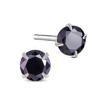 SHEGRACE Rhodium Plated 925 Sterling Silver Four Pronged Ear Studs JE420F-01-1