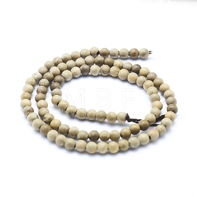 Natural Camphor Wood Beads Strands WOOD-P011-09-4mm-1