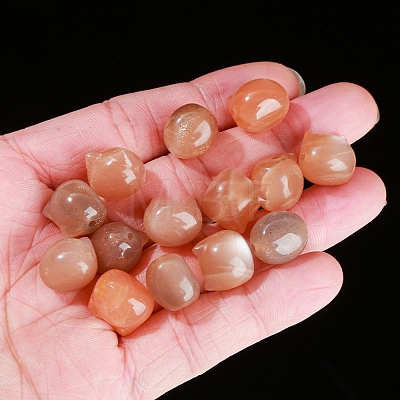 Natural Peach Moonstone Cat Head Beads PW-WGFCF6D-01-1