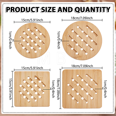8Pcs 4 Styles Bamboo Cup Mats DJEW-GO0001-18-1