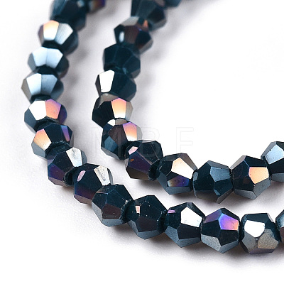 Opaque Solid Color Electroplate Glass Beads Strands X-EGLA-A039-P2mm-B09-1