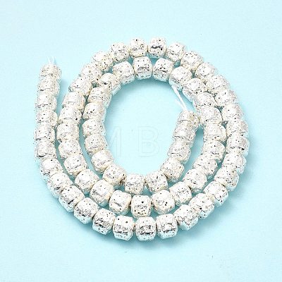 Electroplated Natural Lava Rock Beads Strands G-G984-10S-1