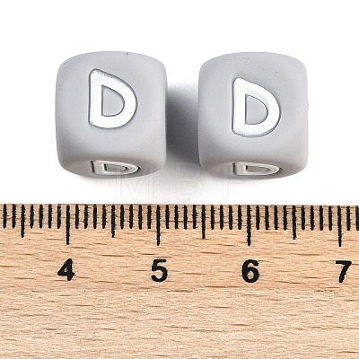 20Pcs Grey Cube Letter Silicone Beads 12x12x12mm Square Dice Alphabet Beads with 2mm Hole Spacer Loose Letter Beads for Bracelet Necklace Jewelry Making JX436D-1