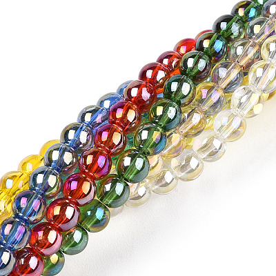 Electroplate Transparent Glass Beads Strands GLAA-T032-T6mm-AB-1