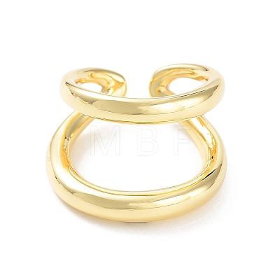 Brass Double Line Open Cuff Rings for Women RJEW-D016-06G-1