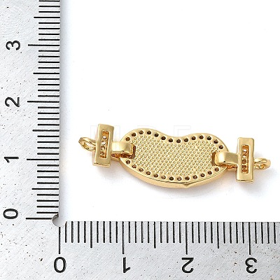 Rack Plating Brass Micro Pave Clear Cubic Zirconia Heart Connector Charms KK-K385-99G-02-1