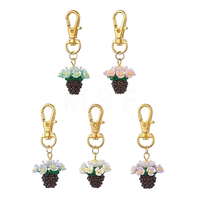 Glass Seed Beaded Pendant Decorations HJEW-MZ00401-1