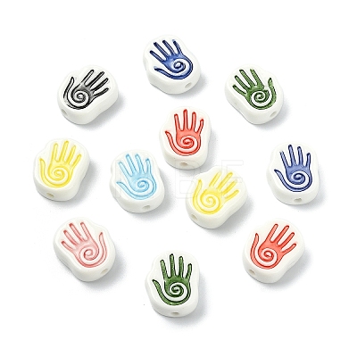 14Pcs 7 Colors Handmade Porcelain Beads PORC-YW0001-78-1
