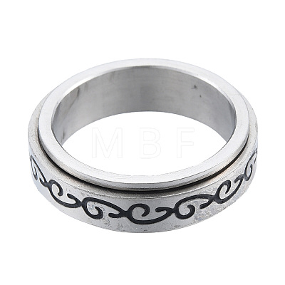 201 Stainless Steel Branch Wrap Rotating Finger Ring RJEW-N043-18P-1
