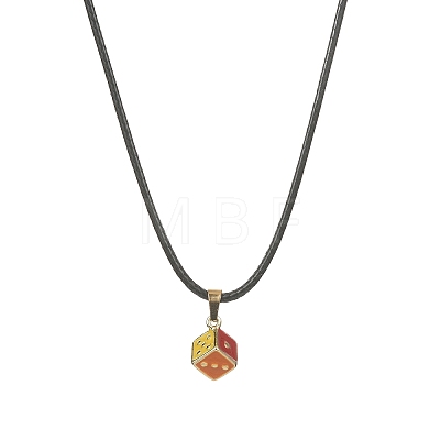 Alloy Enamel Dice Pendant Necklace with Polyester Cords NJEW-JN04515-1
