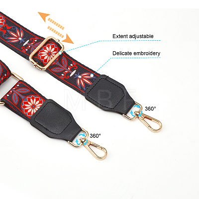 Flower Pattern Polyester Adjustable Bag Handles FIND-WH0129-25B-1
