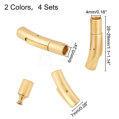 4Sets 2 Colors Column 304 Stainless Steel Bayonet Necklace Clasps STAS-UN0020-41-1