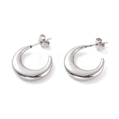 304 Stainless Steel Crescent Moon Stud Earrings for Women EJEW-F280-05C-P-1