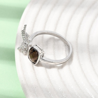 Brass Micro Pave Cubic Zirconia Finger Rings CU-CBA260E-12P-1
