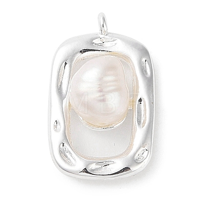Brass Pendants with Oval Freshwater Pearl KK-G491-21P-1