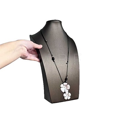 Brass Resin Flower Pendant Adjustable Black Imitation Leather Cord Necklaces for Women WGF4AF0-01-1