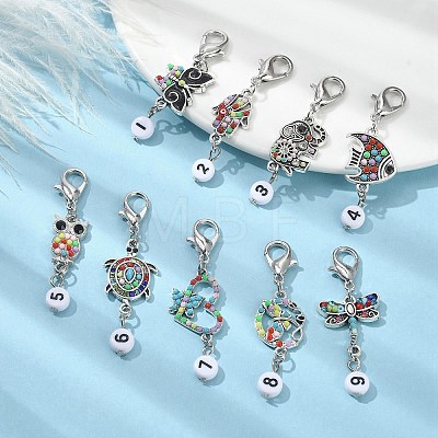 Alloy Resin and Rhinestone Pendant Decoration HJEW-JM01475-1